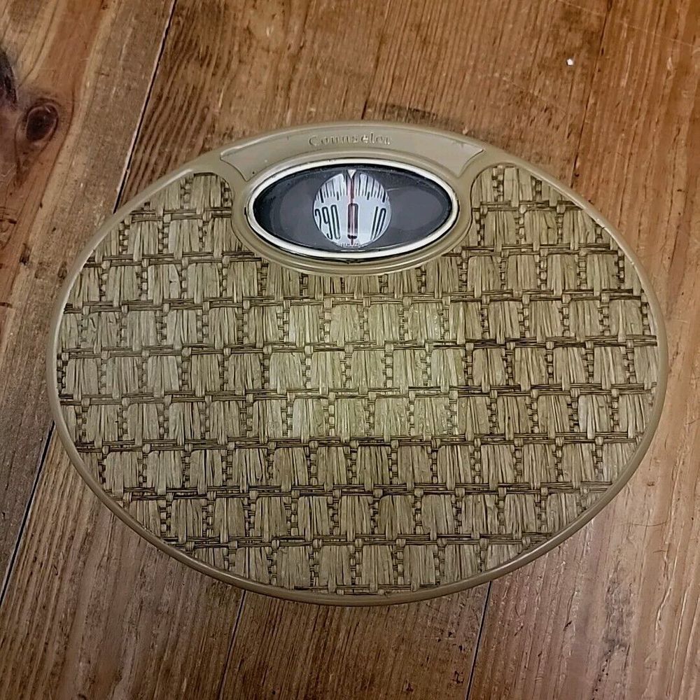 Counselor Oval Bubble Viewer‎ Bathroom Scale Mid Century Modern Rattan Vintage